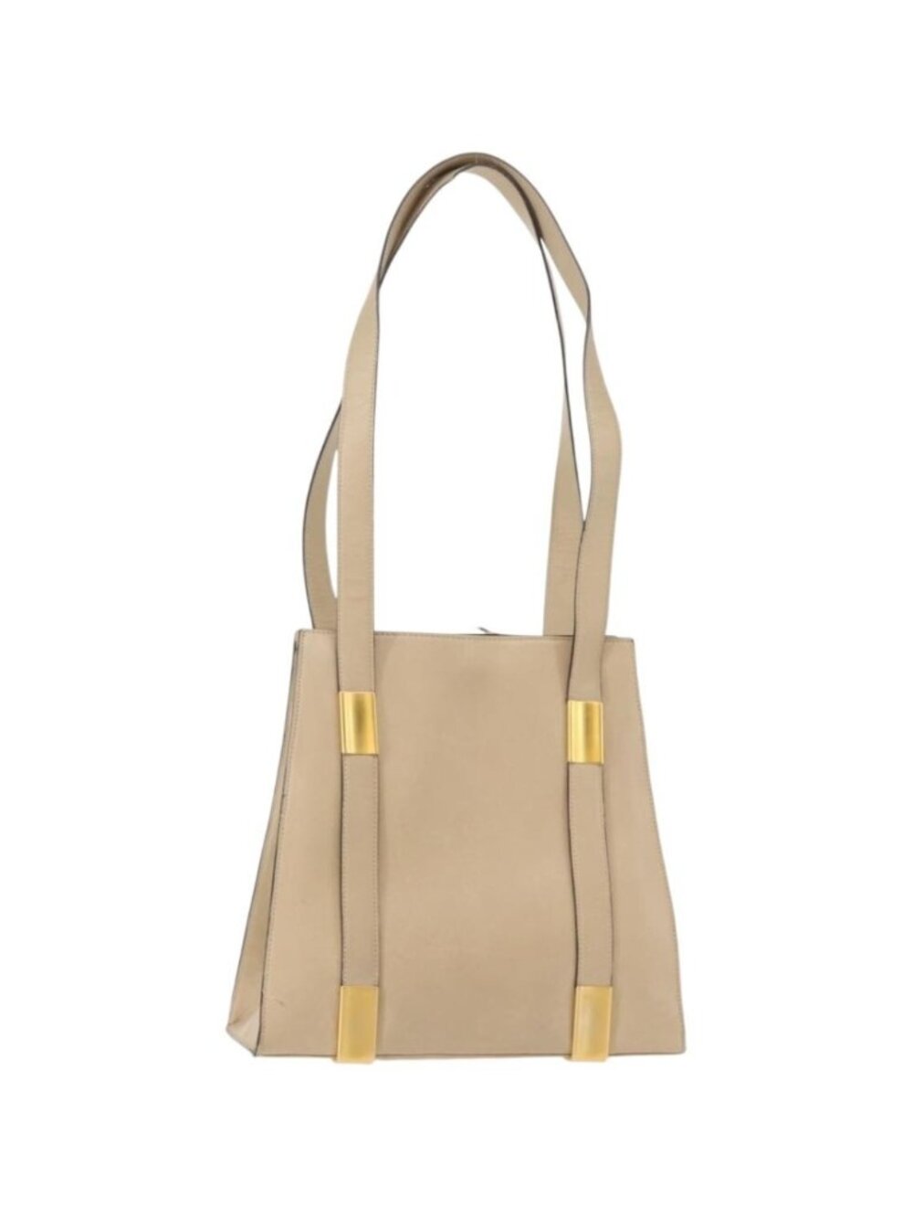 CELINE Shoulder Bag Leather Beige Gold